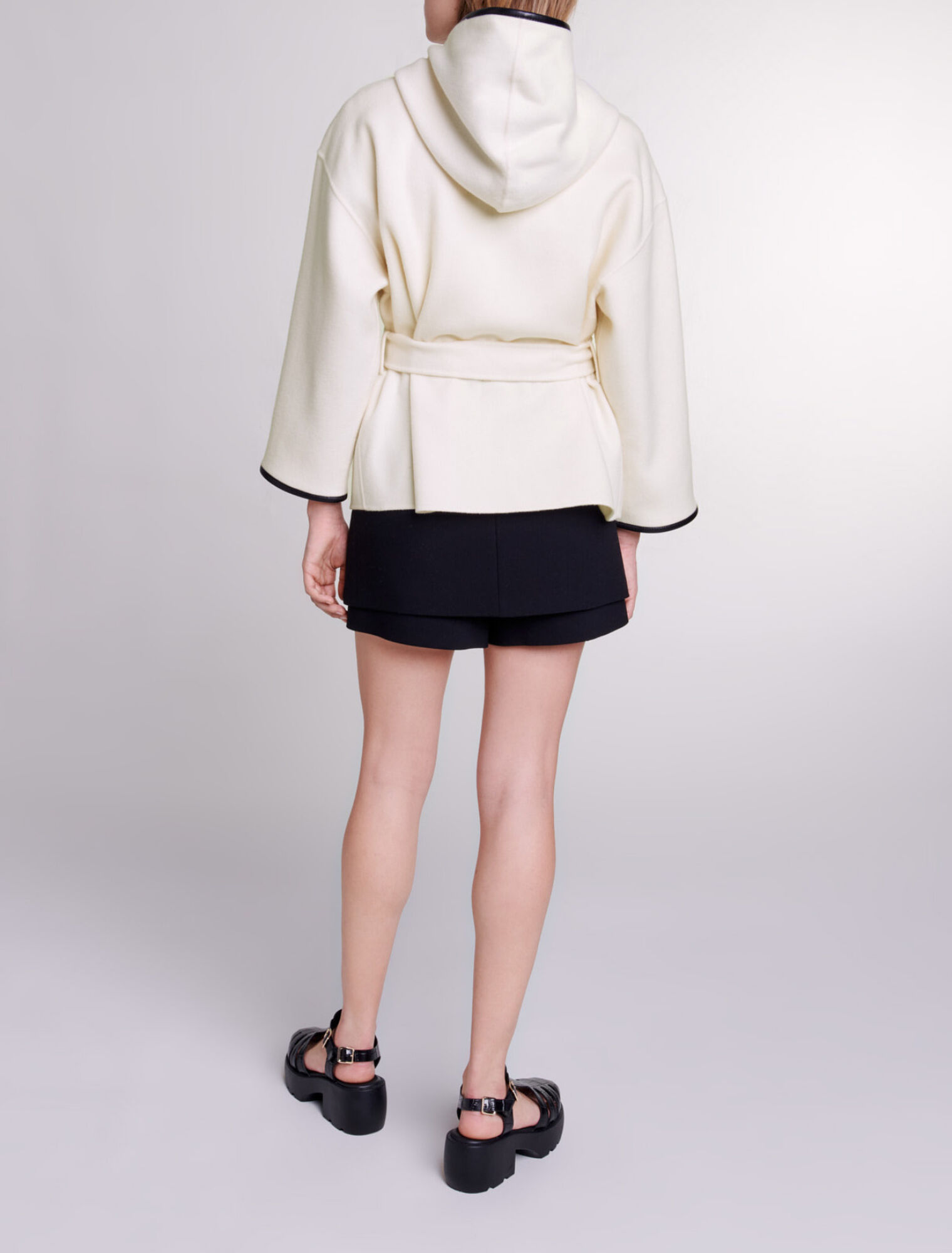 Cape-style wool coat