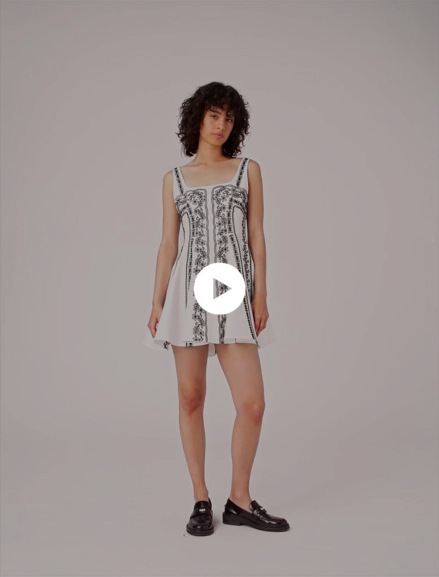 Short embroidered strap dress