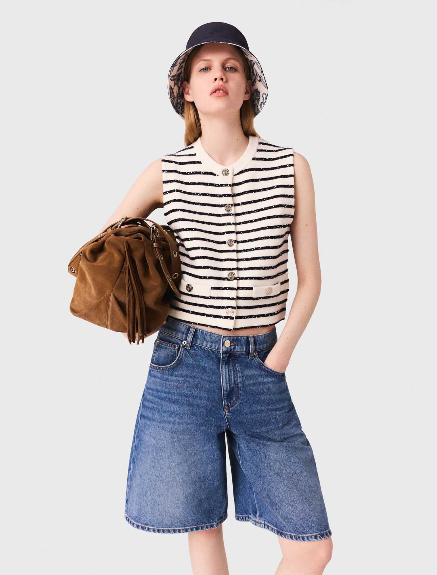 Striped wool blend top