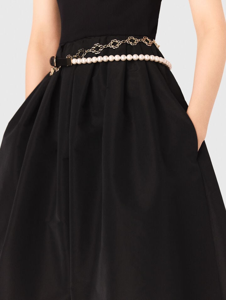 Mixed-material taffeta dress