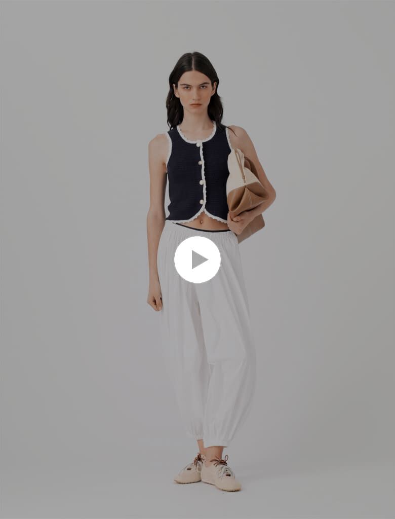 Knit top with crochet trim Navy for Women | Maje