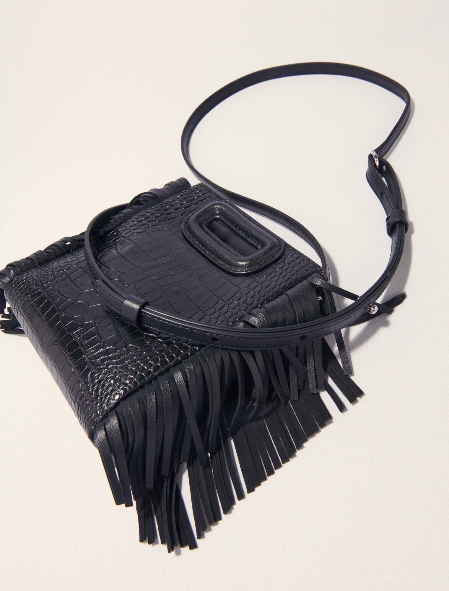 Mini embossed-leather M bag with chain