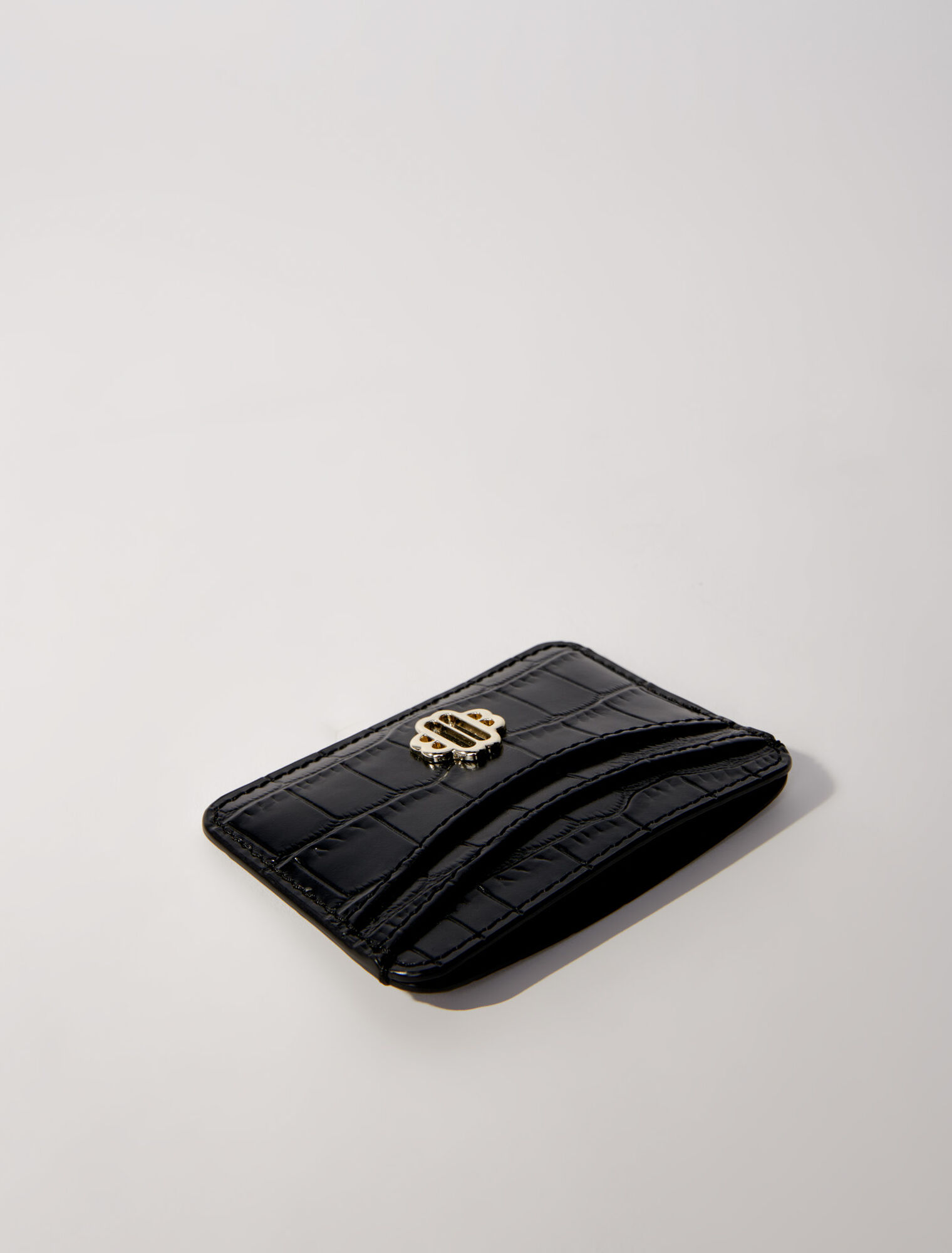 Mock croc embossed leather card case