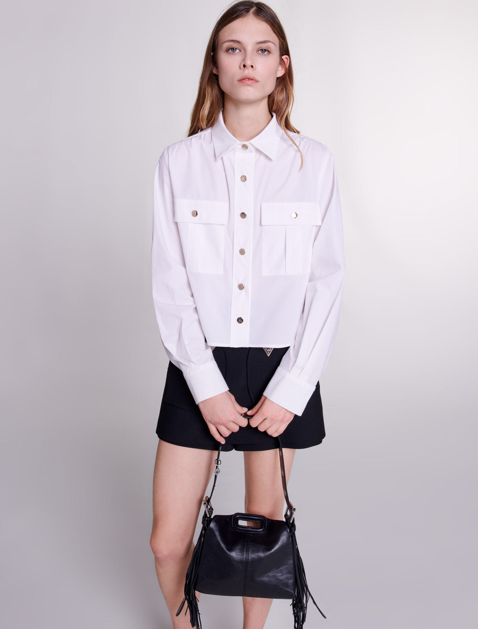 Cropped cotton shirt