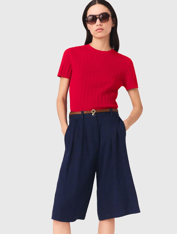 Linen-blend Bermuda shorts