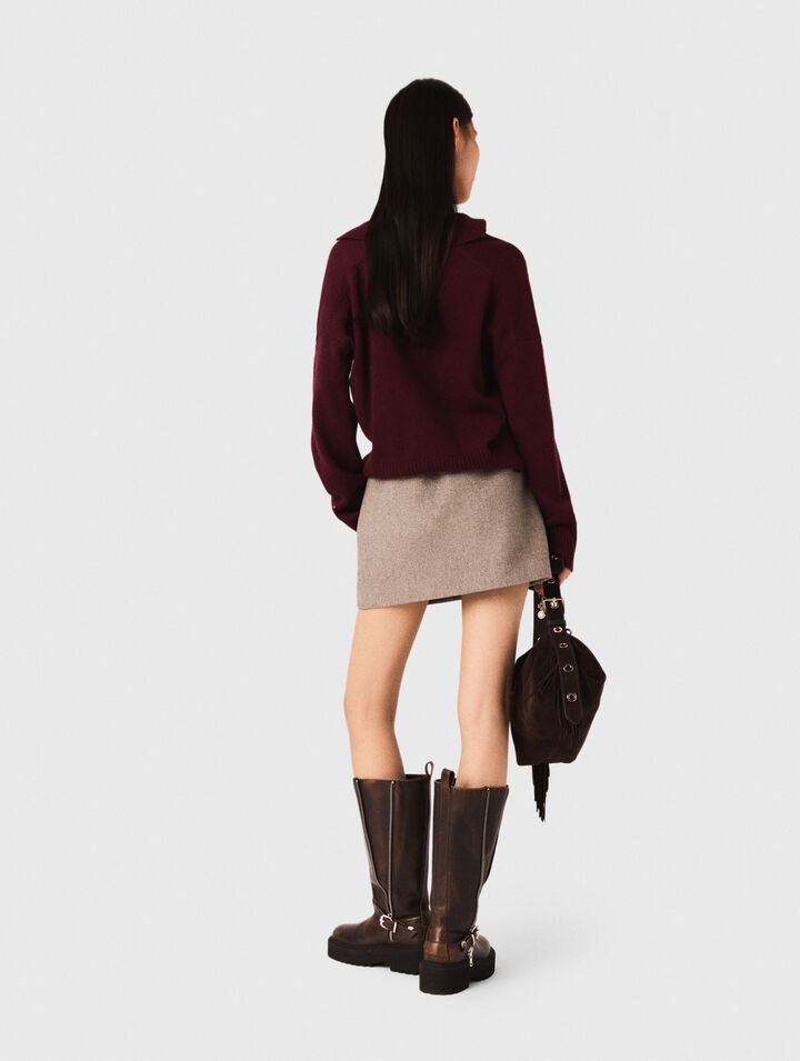 Short wool blend skirt