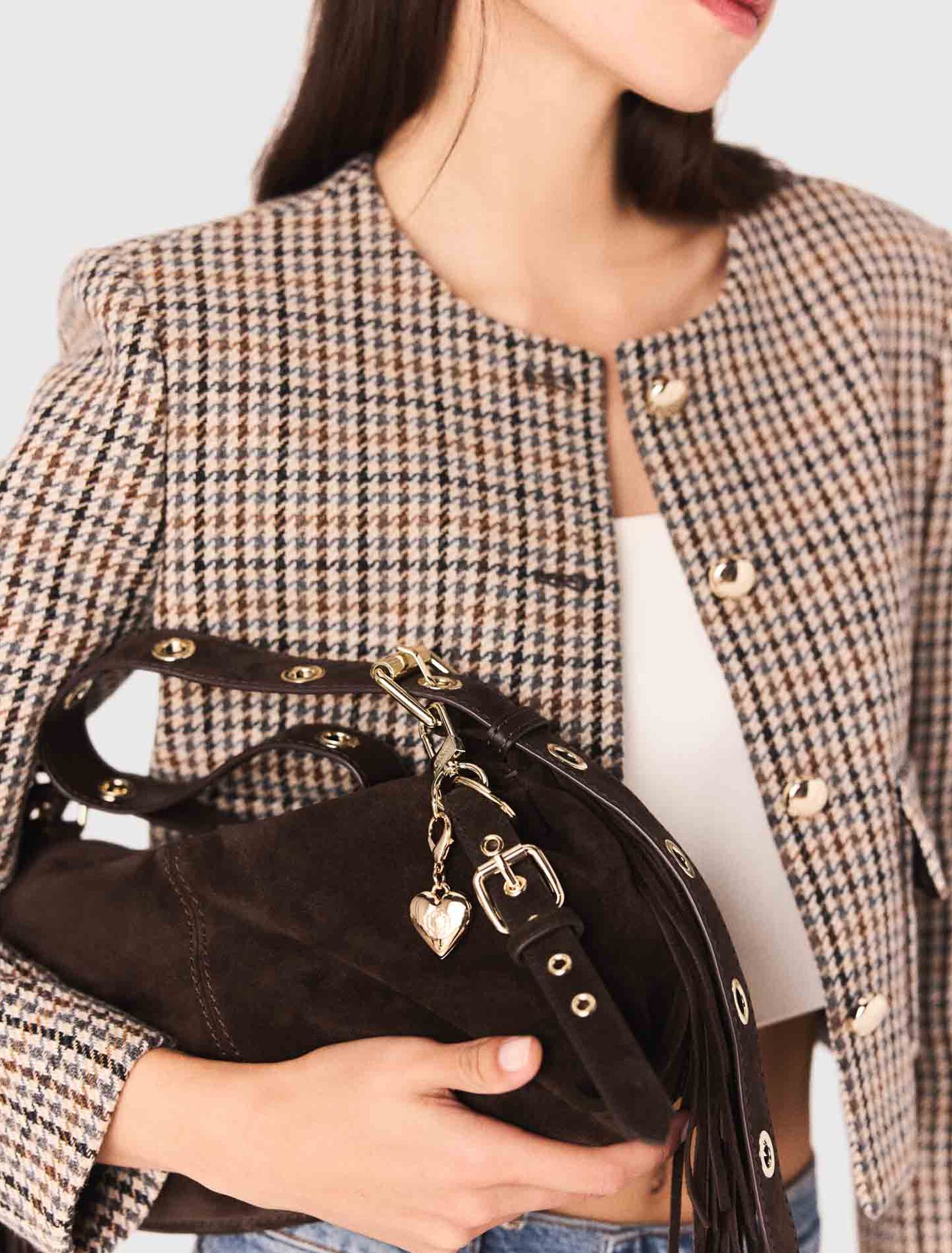 Short checked jacket