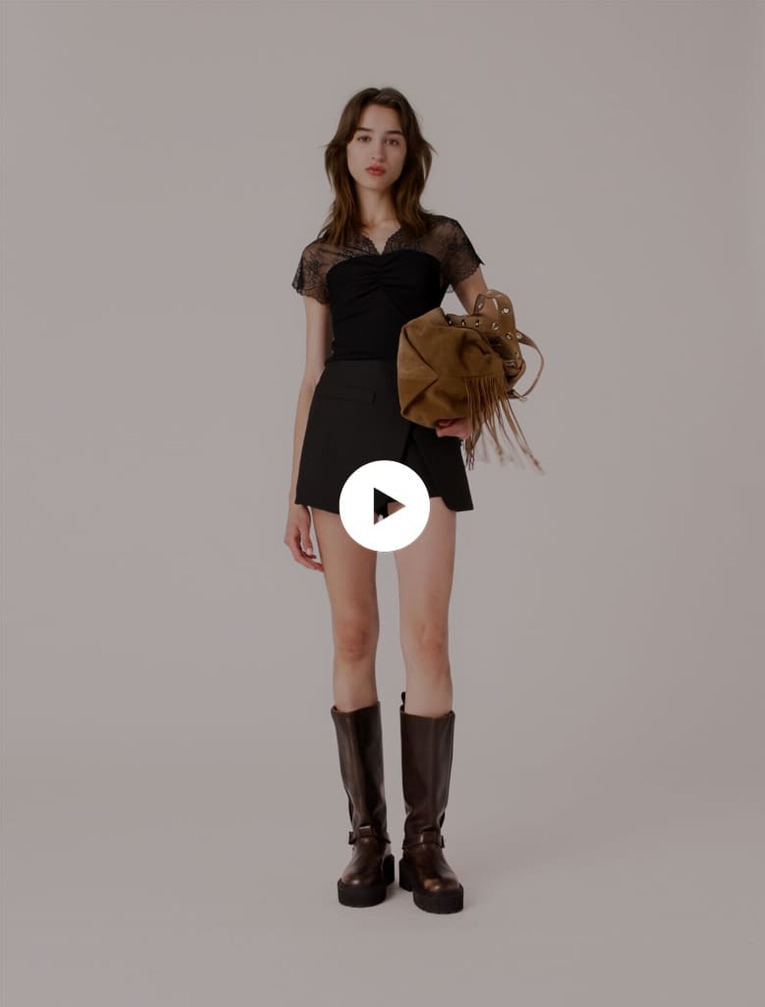 Jersey top with lace trim