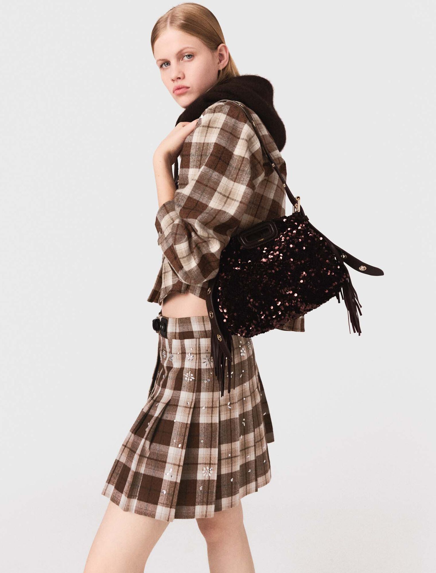 Rhinestone checked shirt