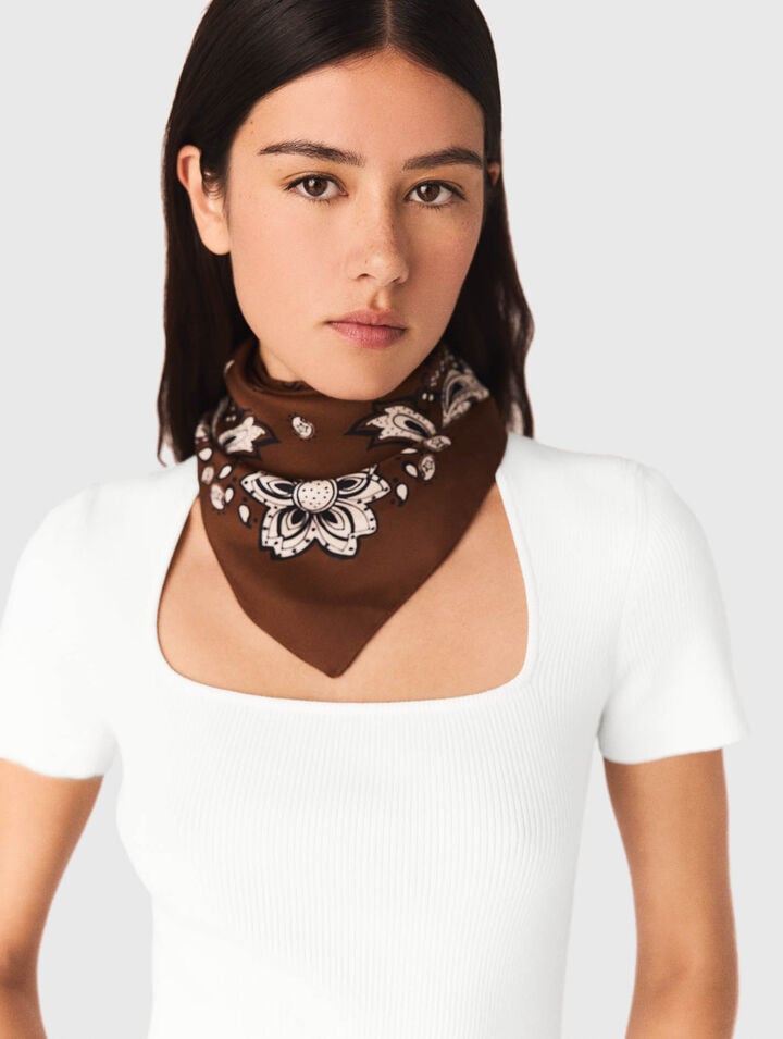 Bandana print silk scarf