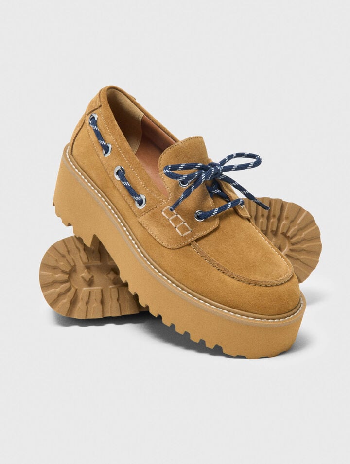 Suede platform boat shoes