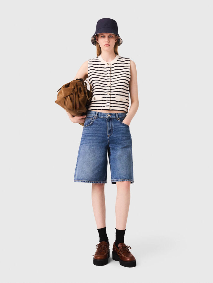 Striped wool blend top