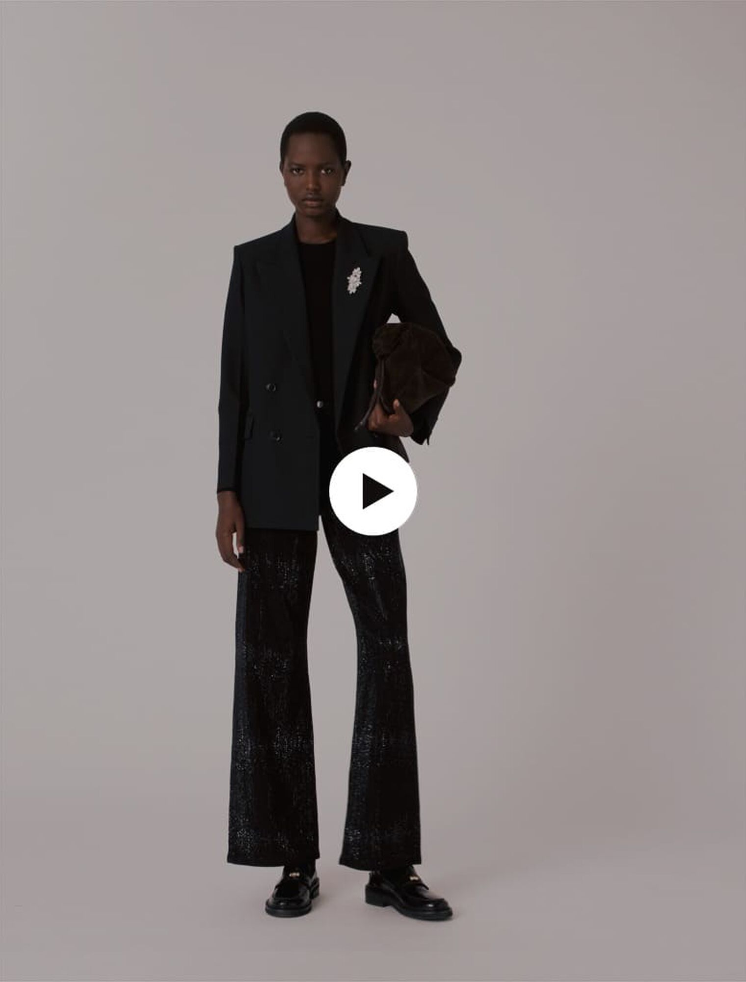 Wide-leg rhinestone jeans