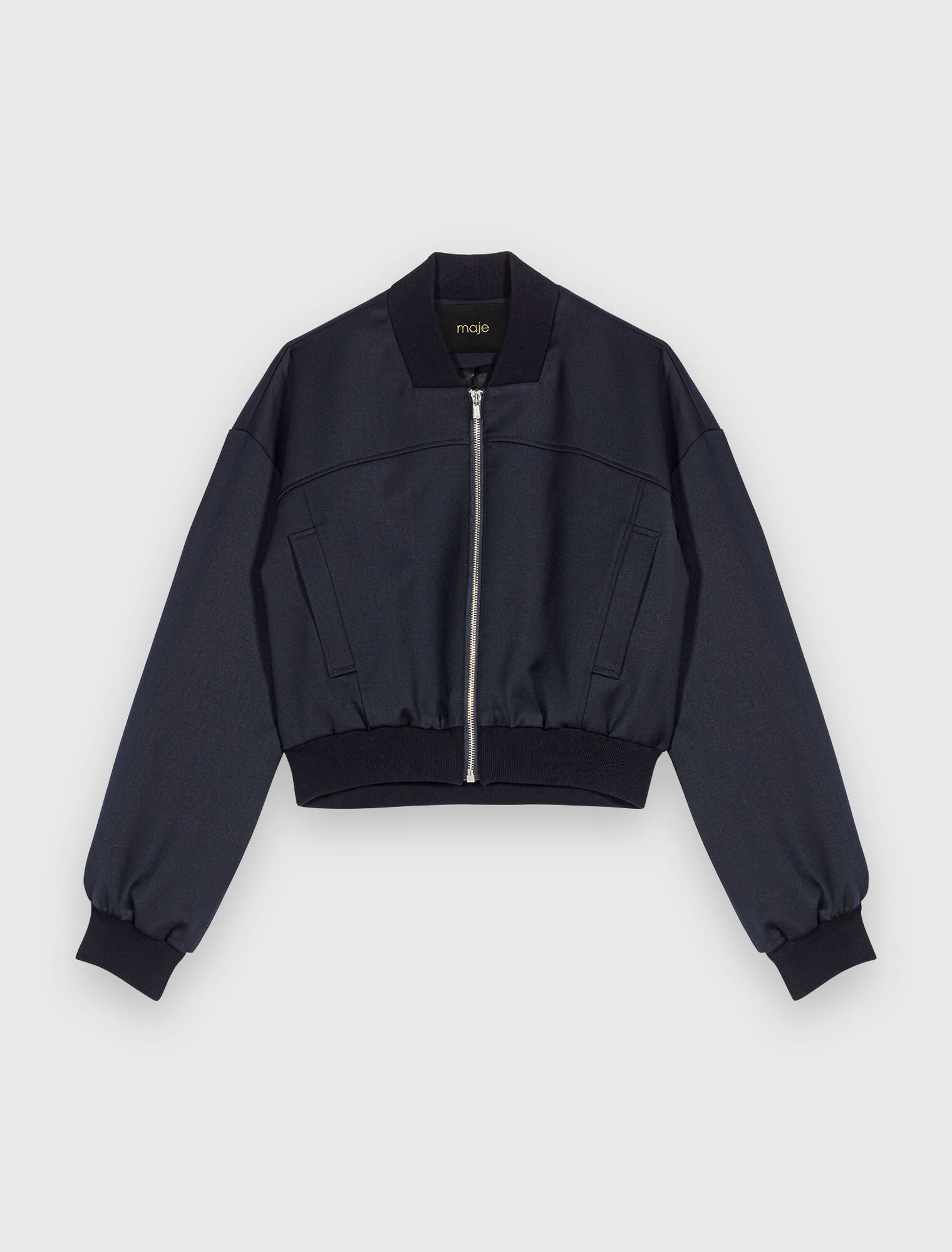 Zipped mixed wool bomber