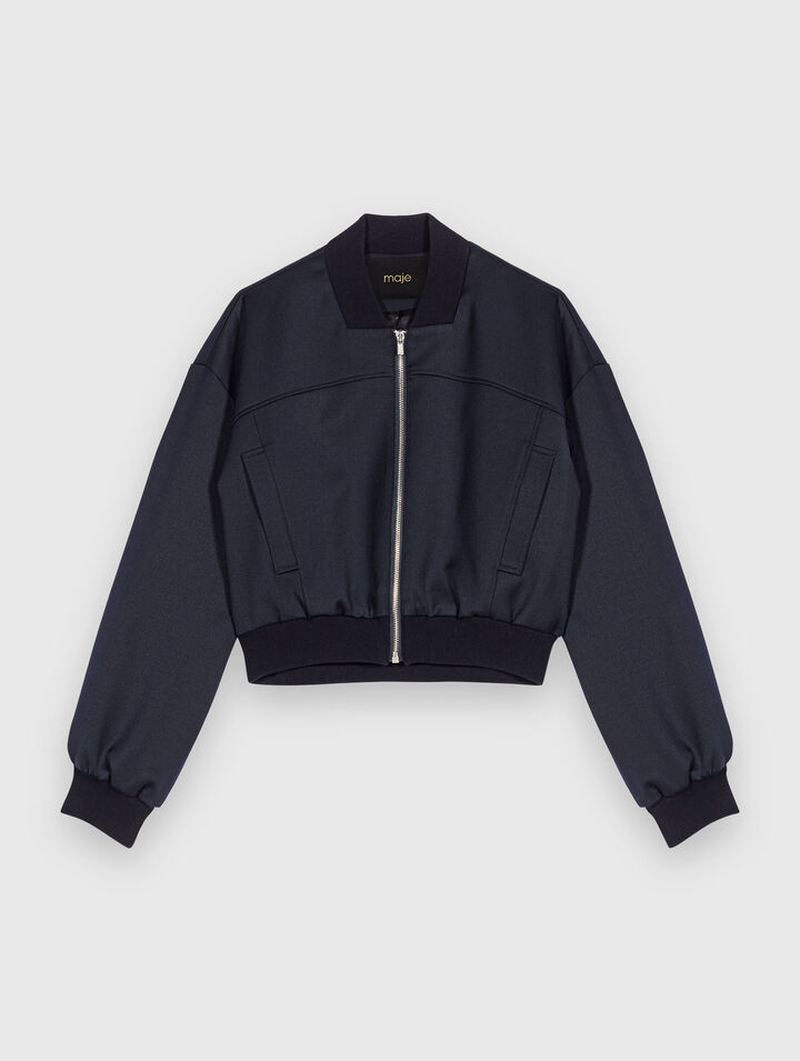 Zipped mixed wool bomber Zipped mixed wool bomber