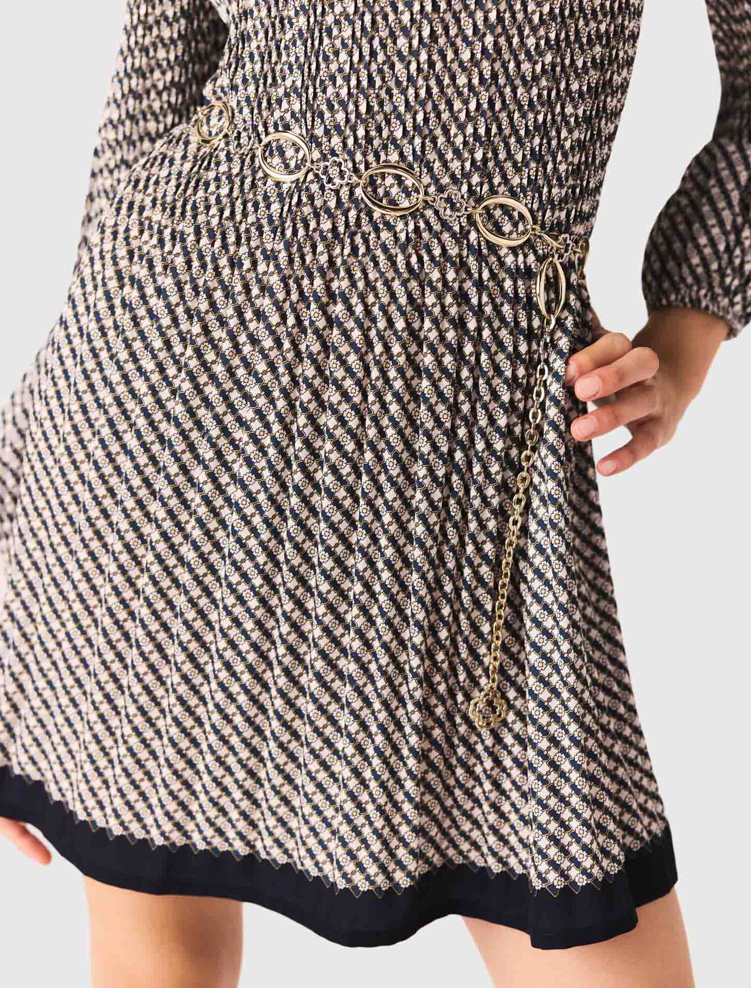 Patterned pleated dress