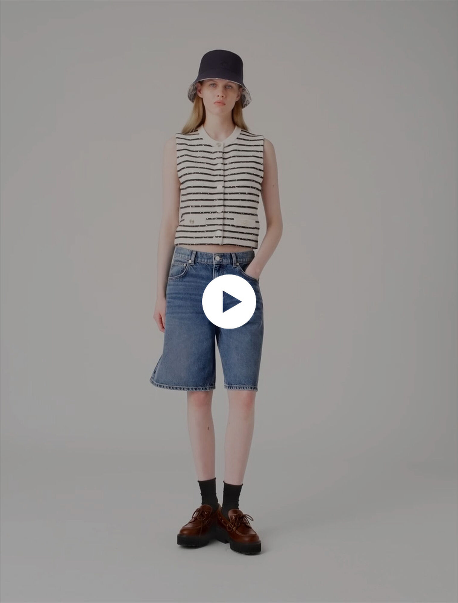 Striped wool blend top