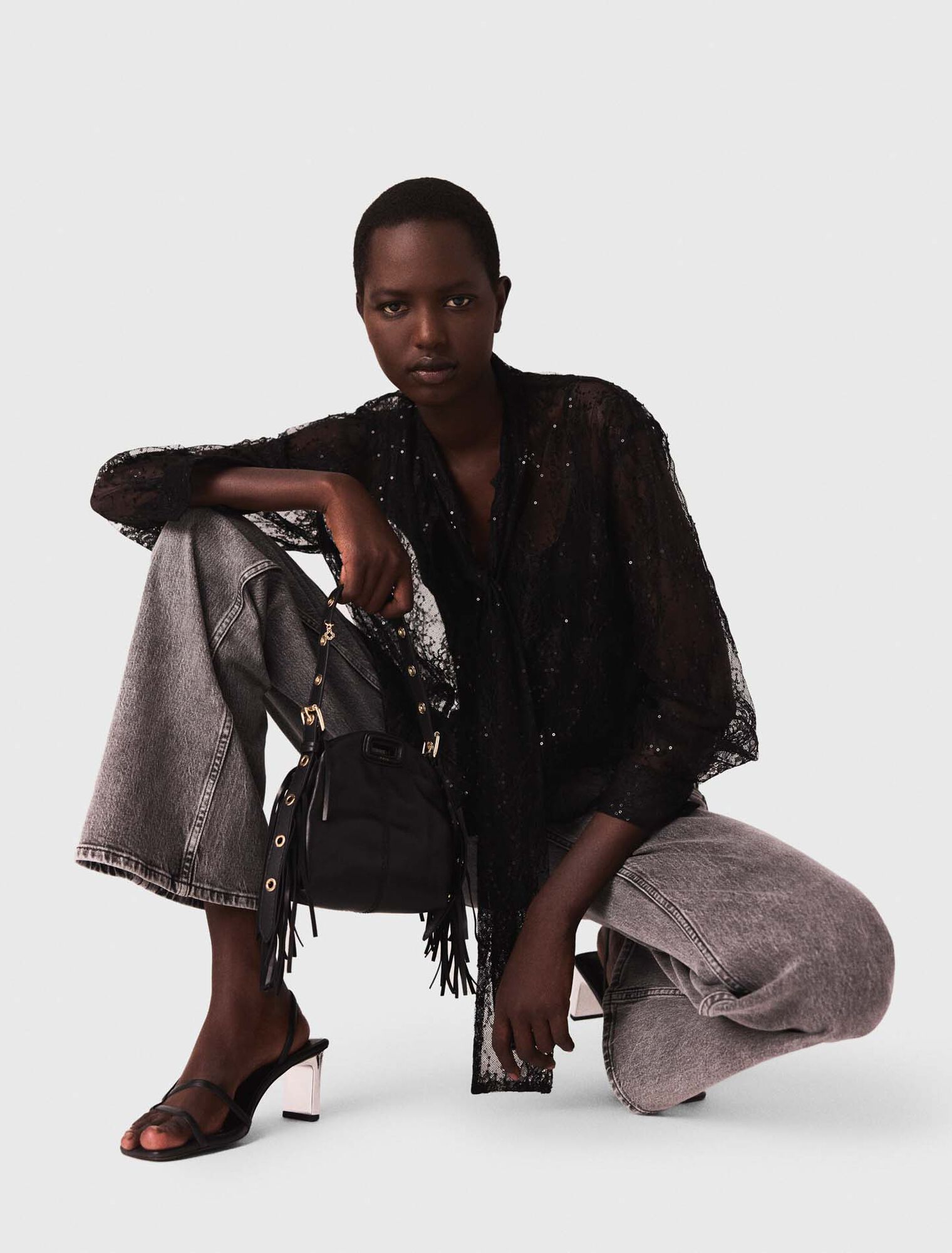 Lace pussy bow shirt