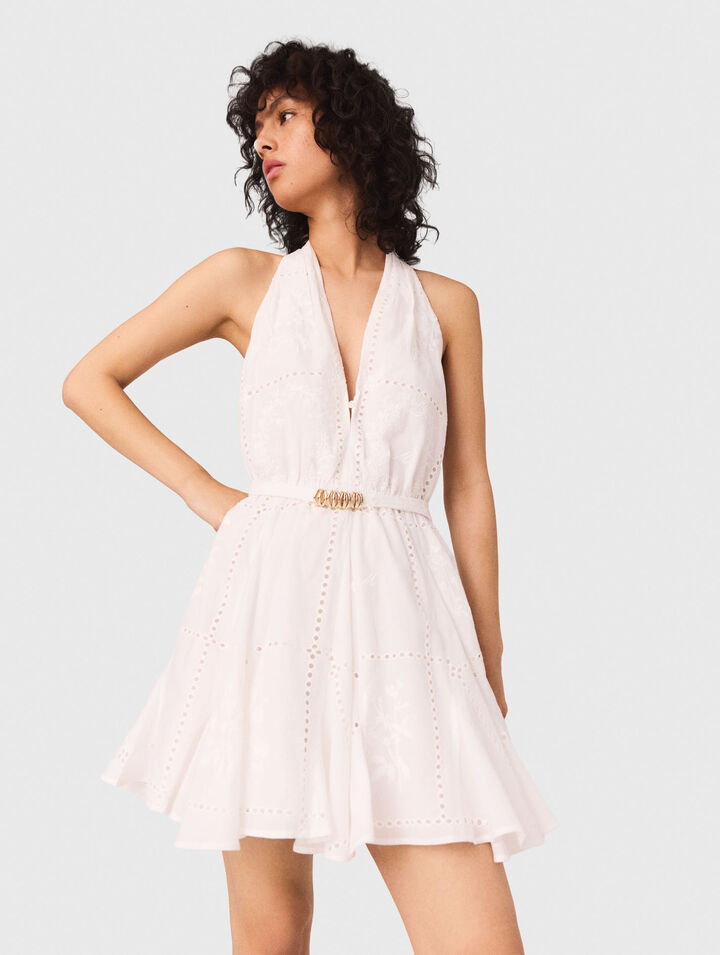 Short embroidered backless dress