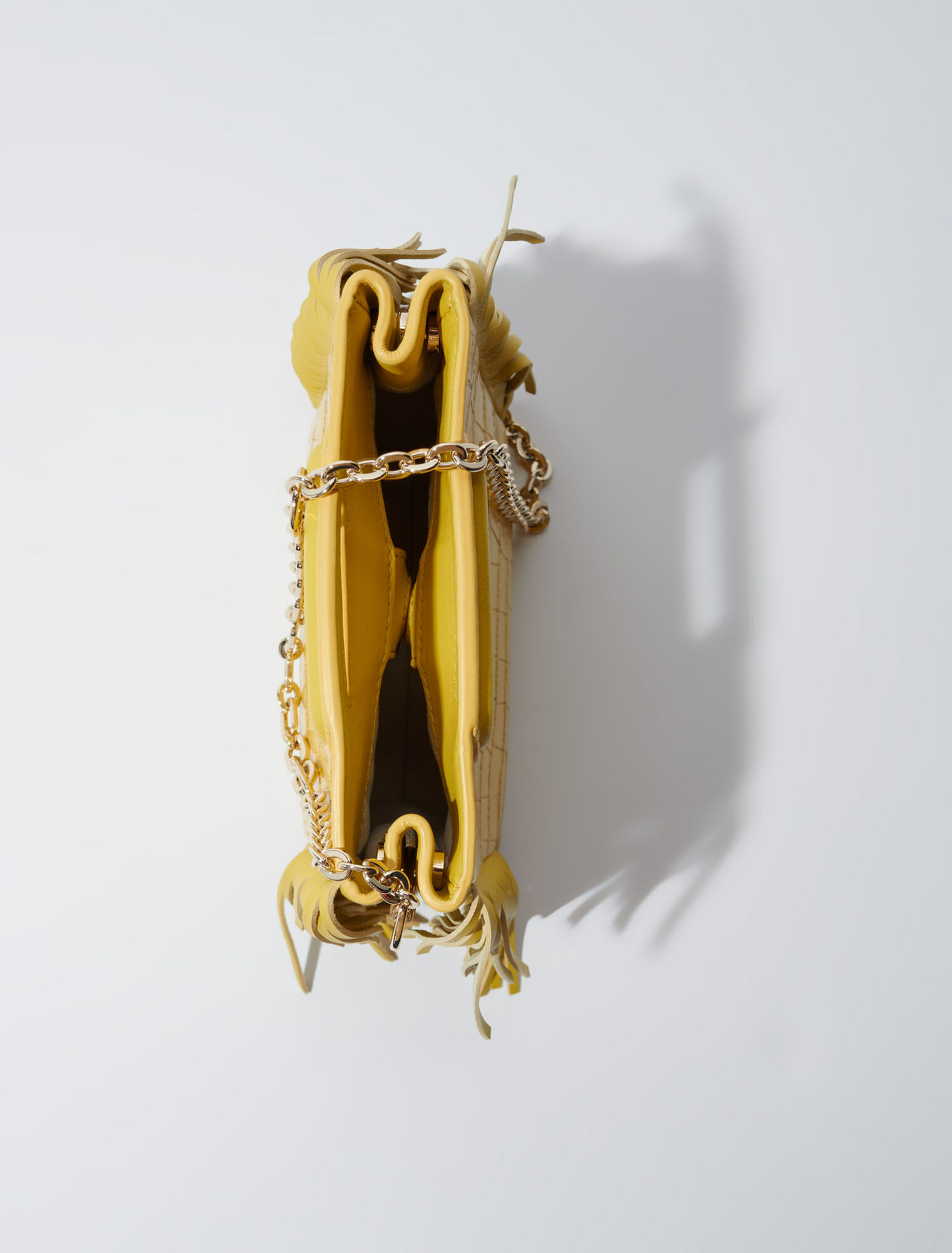 Mini embossed-leather M bag with chain