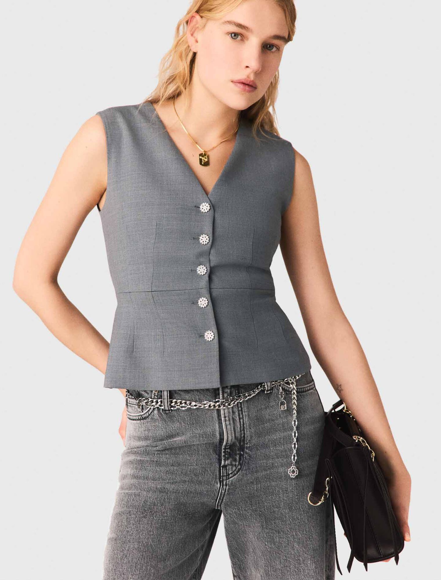 Jewel-button tailored jacket