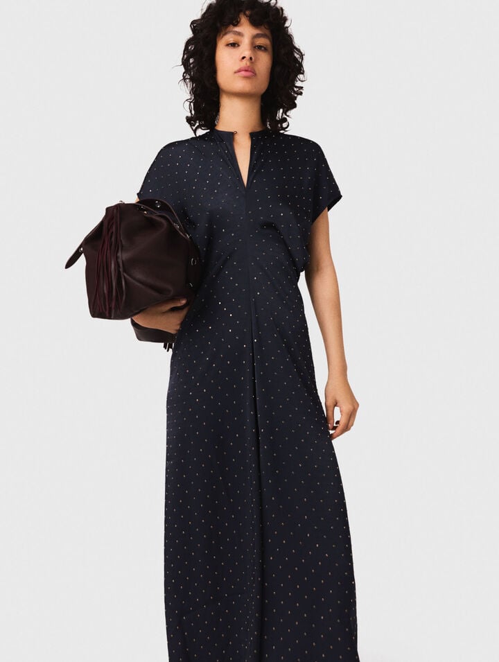 Studded satin maxi dress