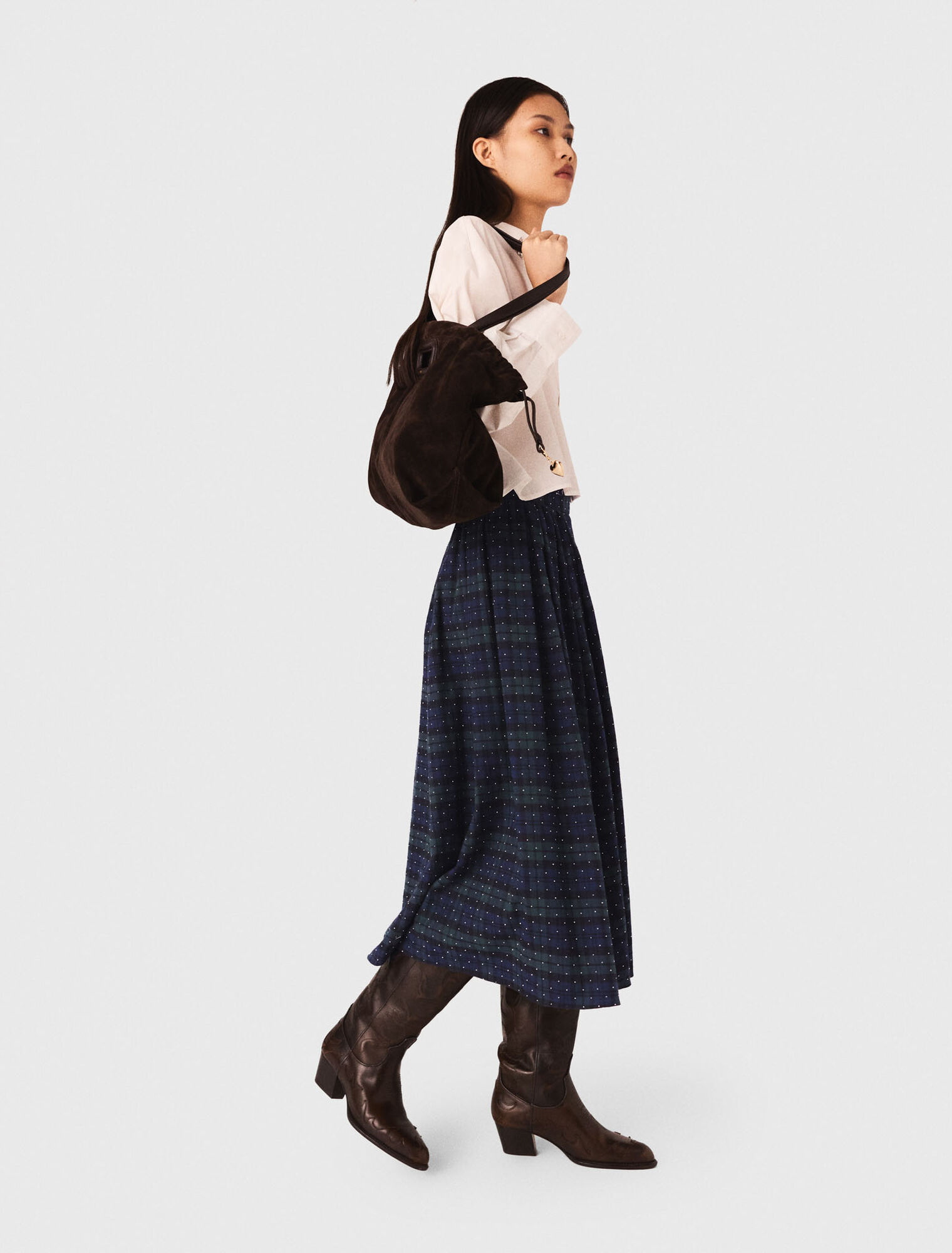 Check skirt with rhinestones Check skirt with rhinestones