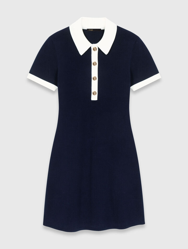 Contrast-trim polo dress