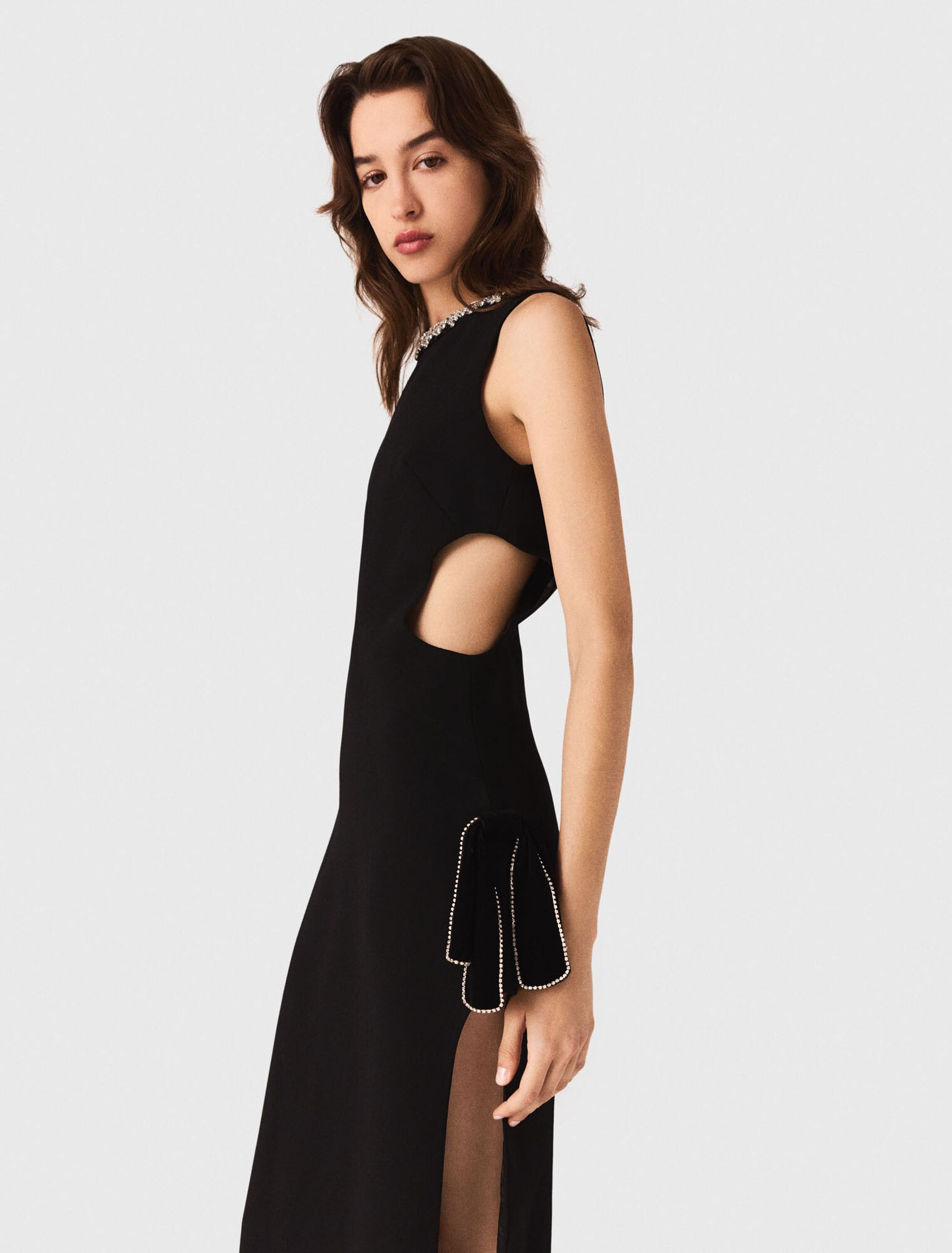 Jewel-collar maxi dress