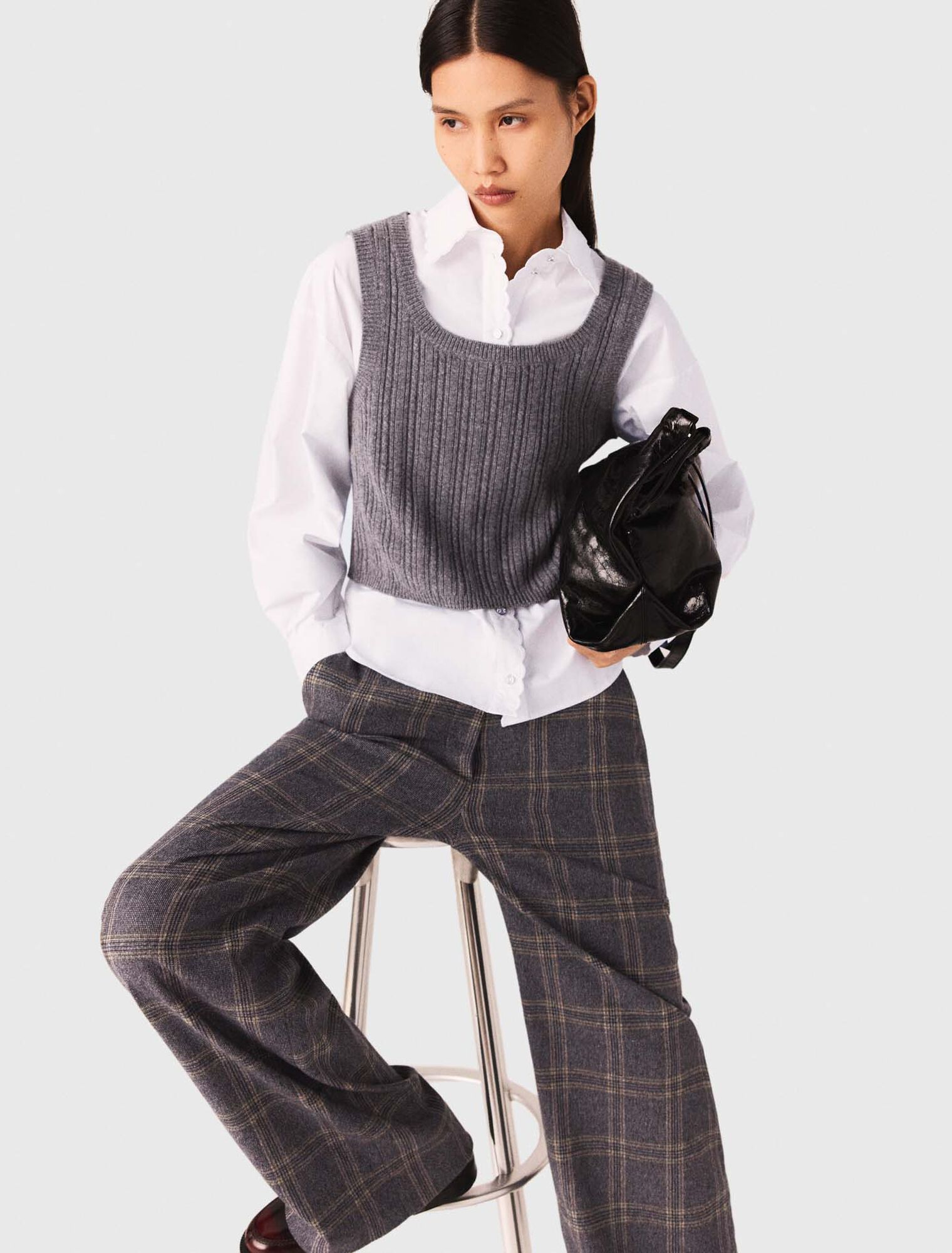 Knit top with removable shirt