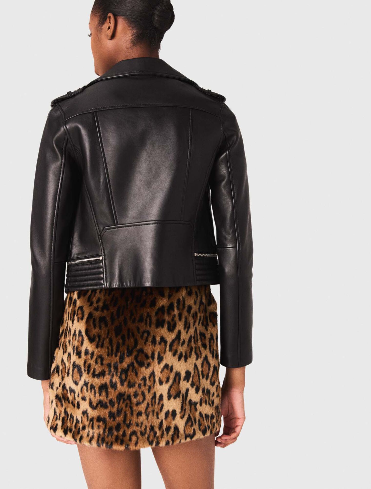 Leather biker-style jacket