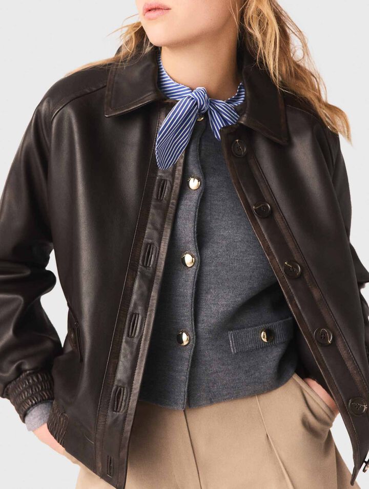 Cropped leather jacket