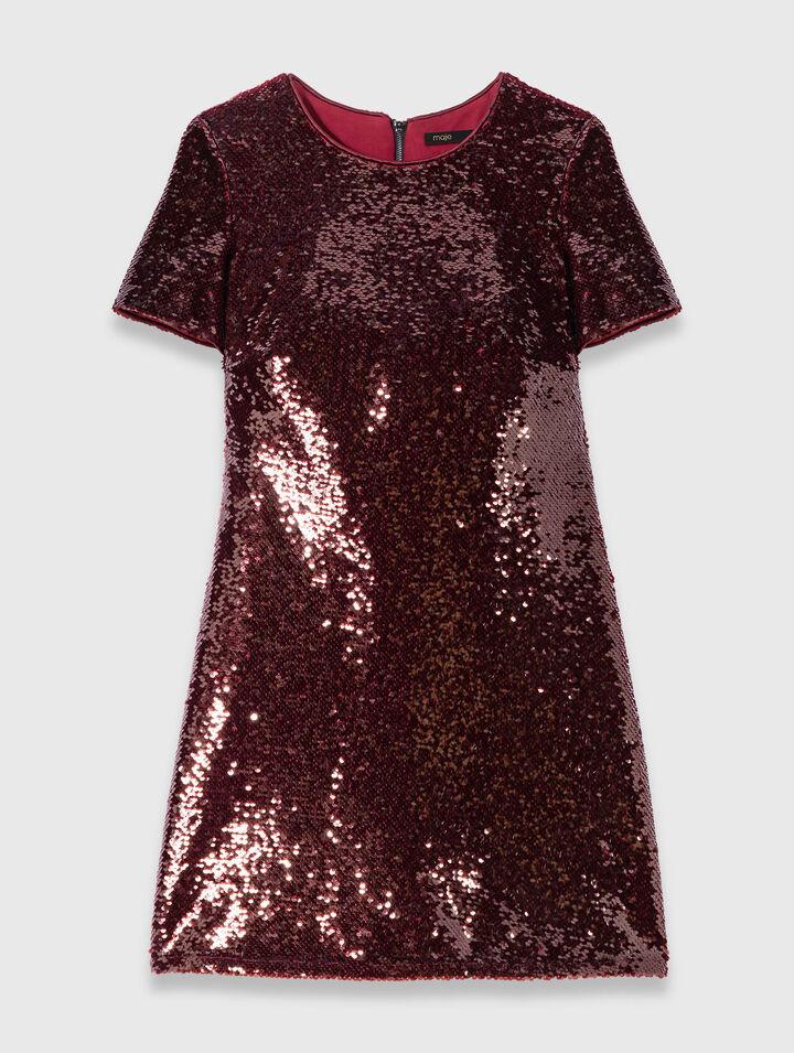 Sequin-embroidered short dress