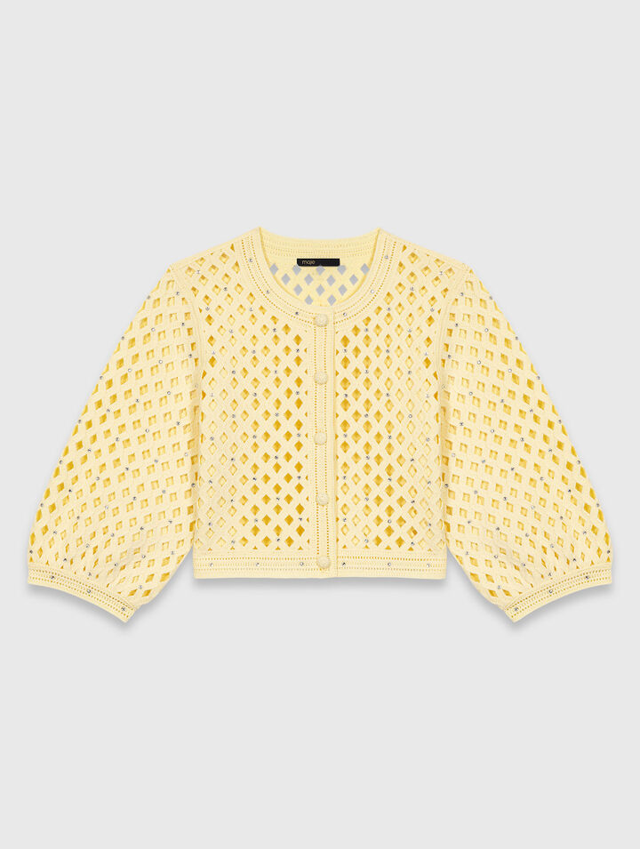 Rhinestone crochet cardigan