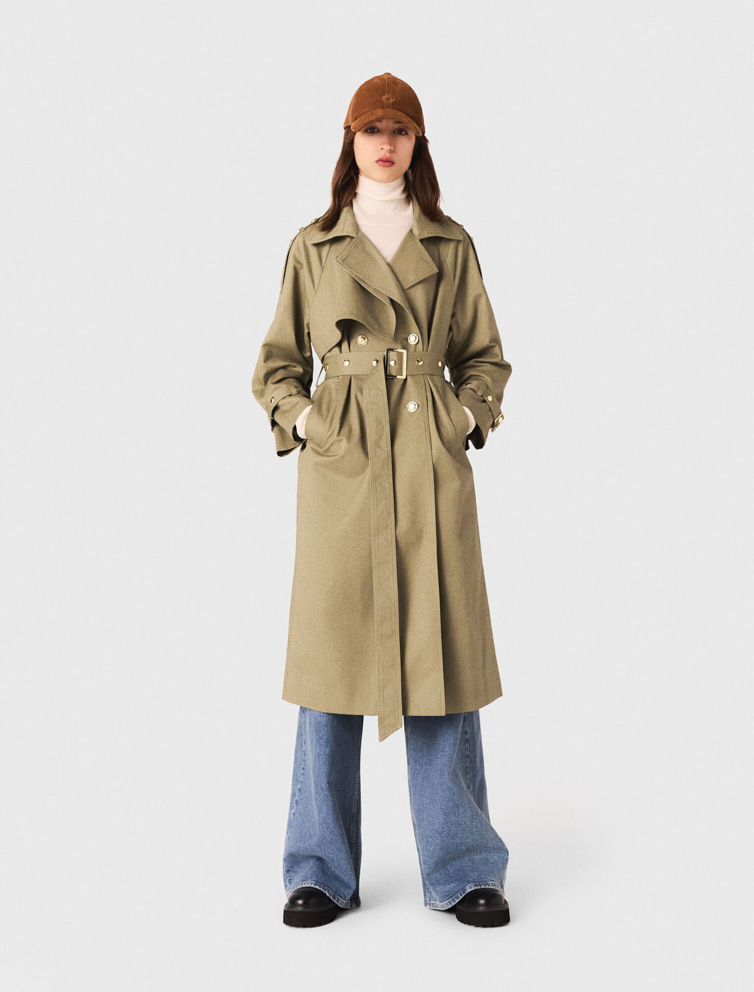 Removable collar stud trench coat