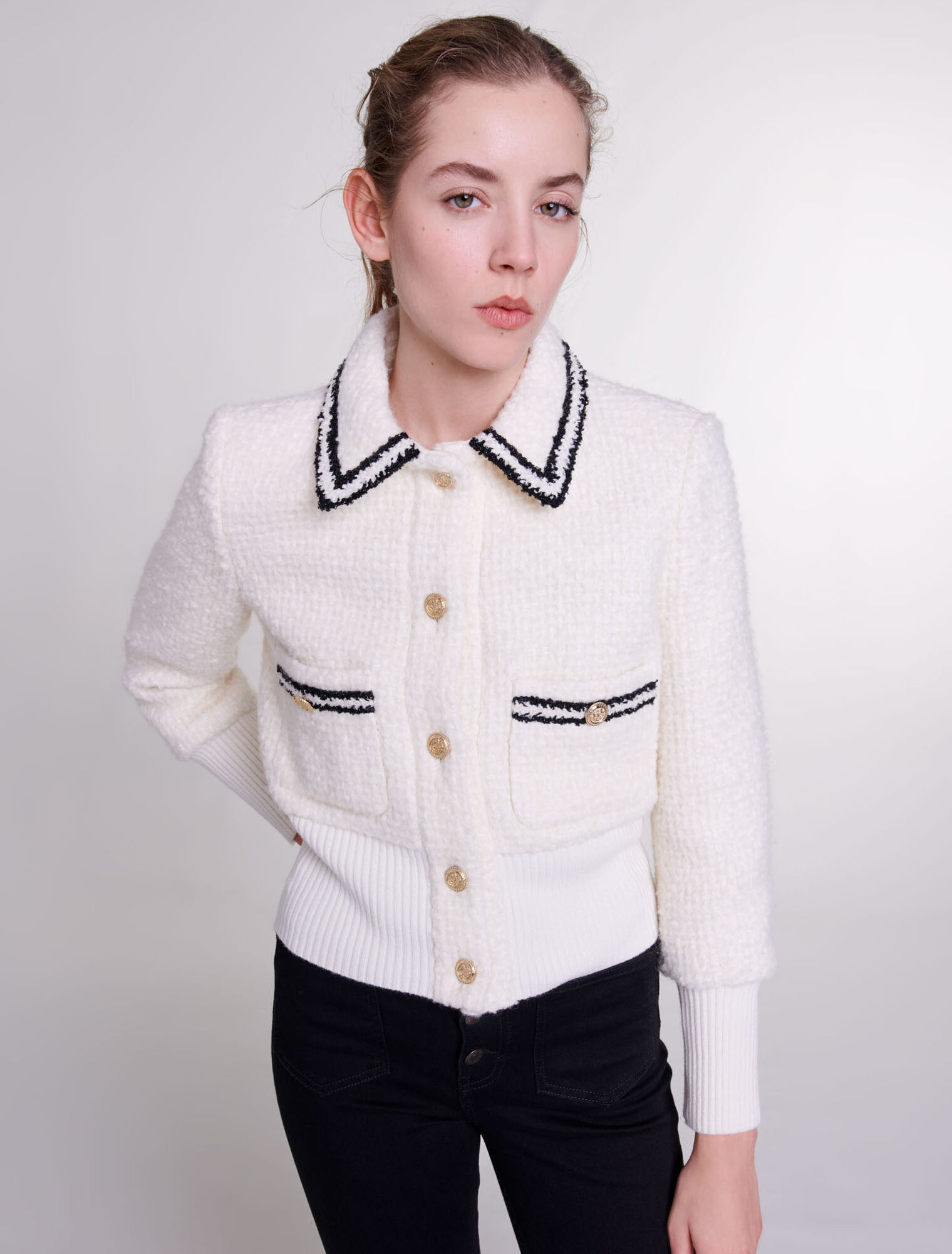 Contrasting tweed-style jacket