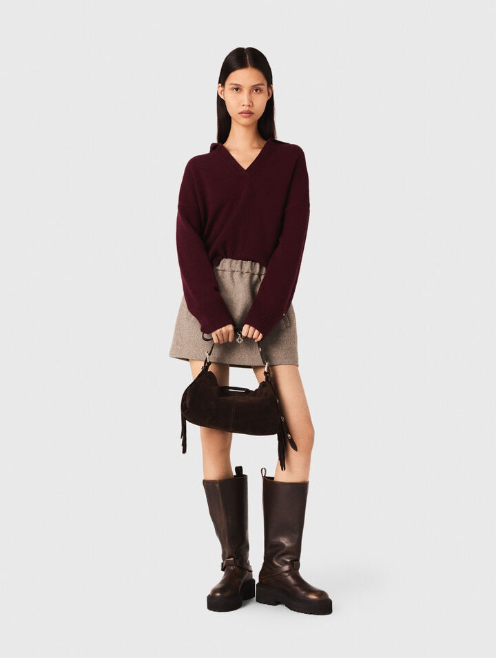 Short wool blend skirt