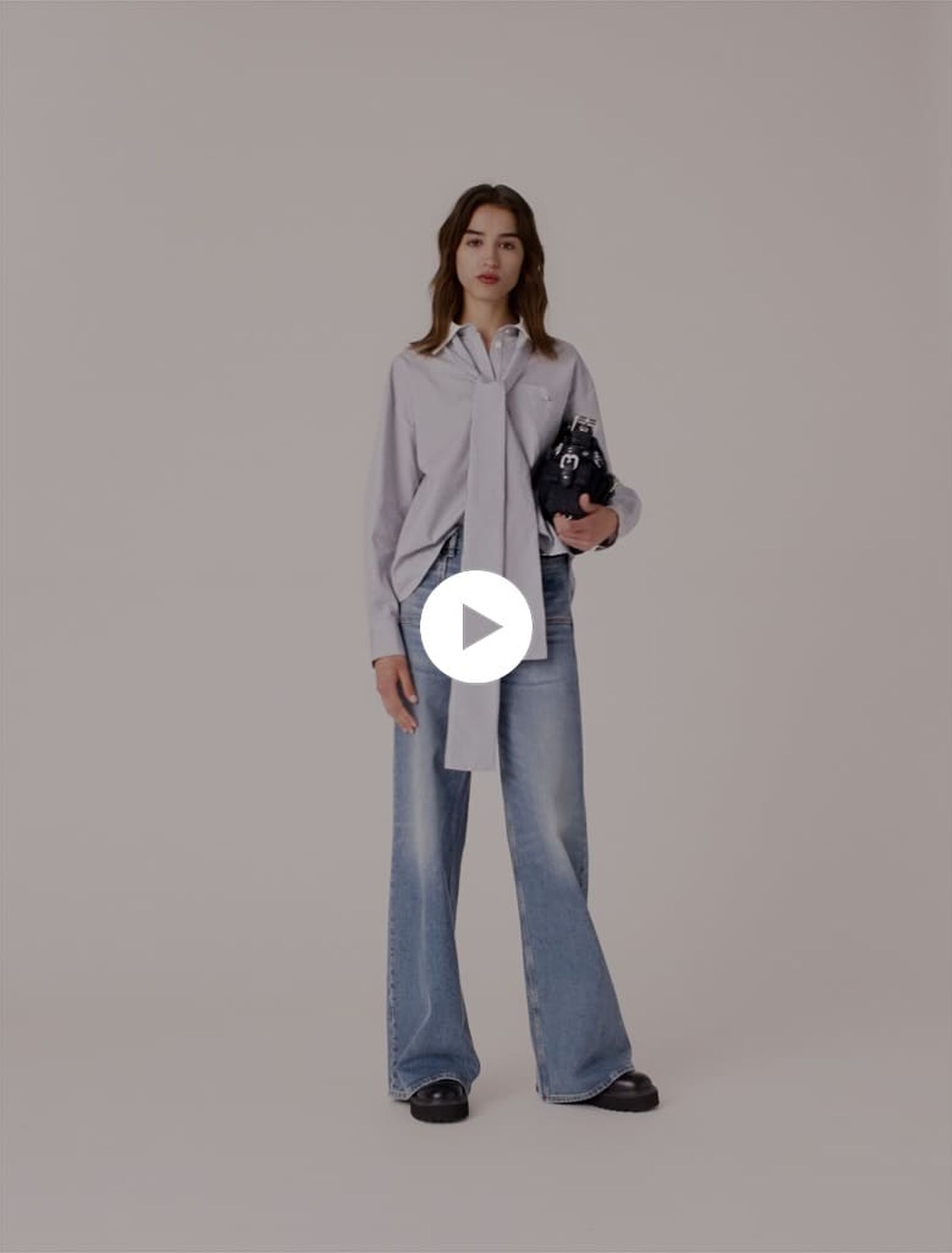 Striped pussy bow shirt