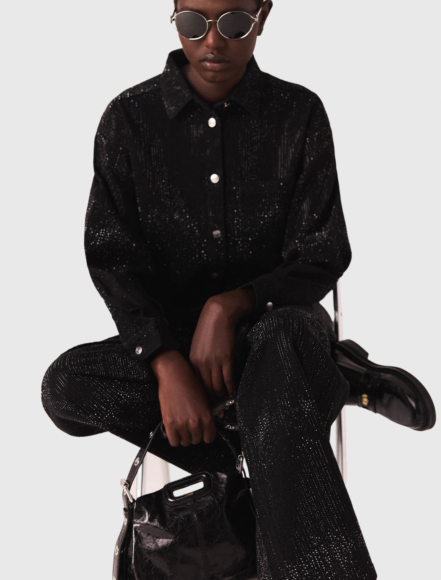 Rhinestone denim shirt