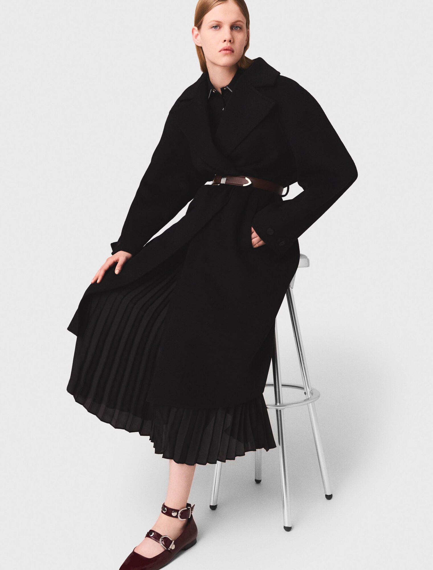 Double-faced mid-length coat