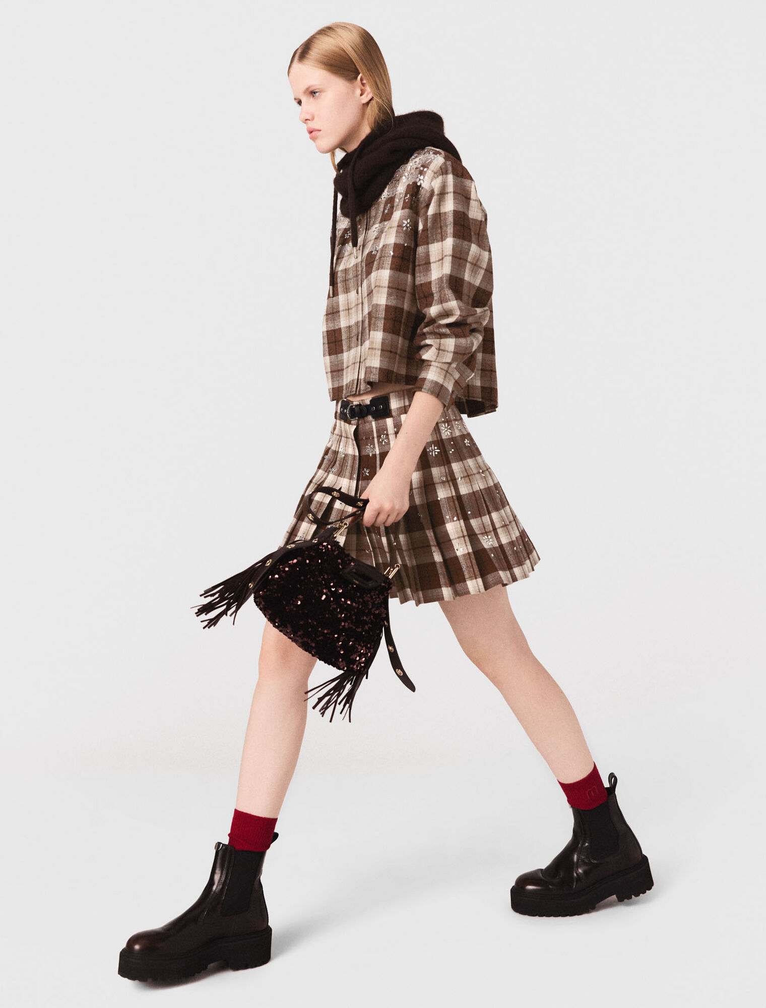 Rhinestone checked shirt