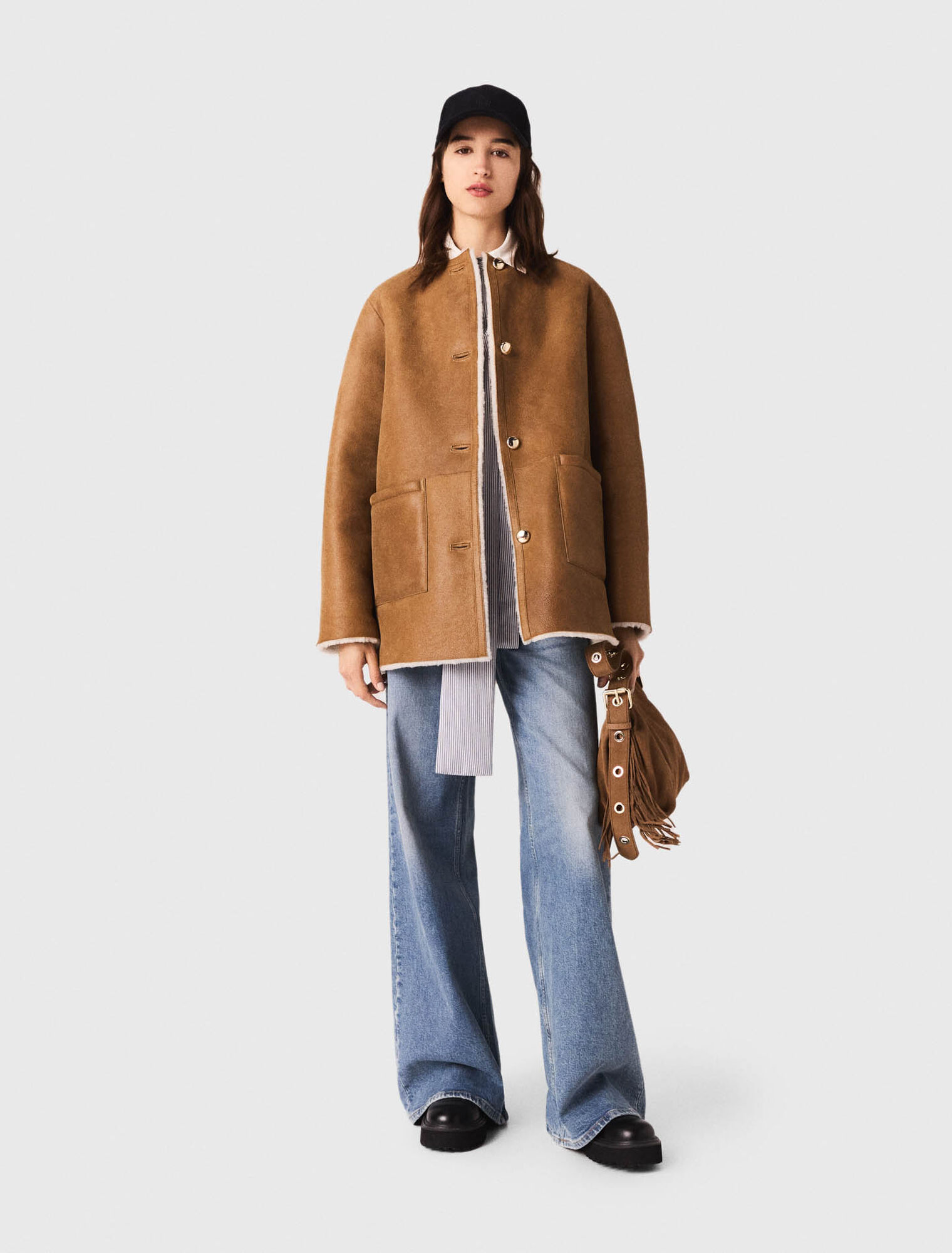 Reversible leather coat