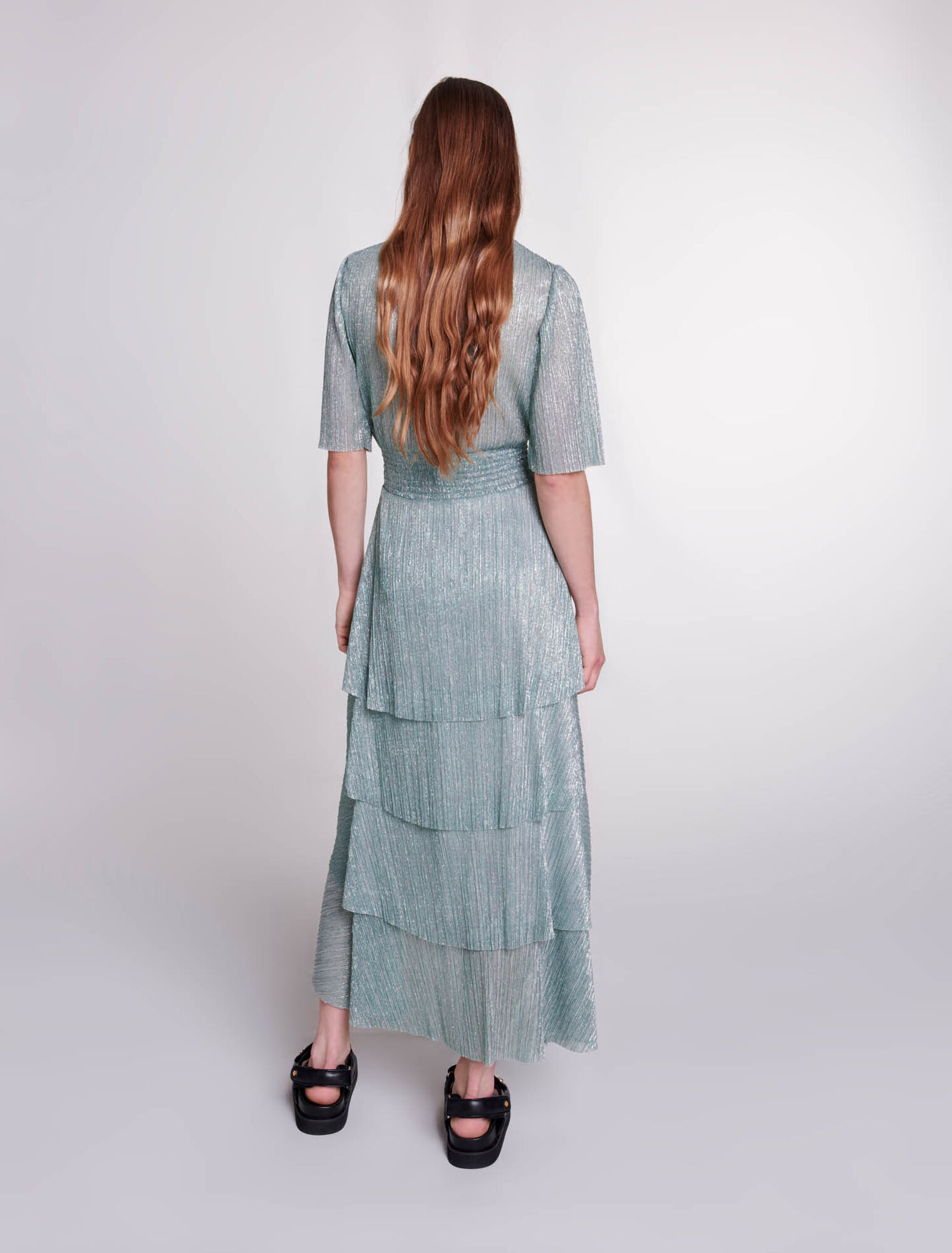 Stretch lurex ruffled dress