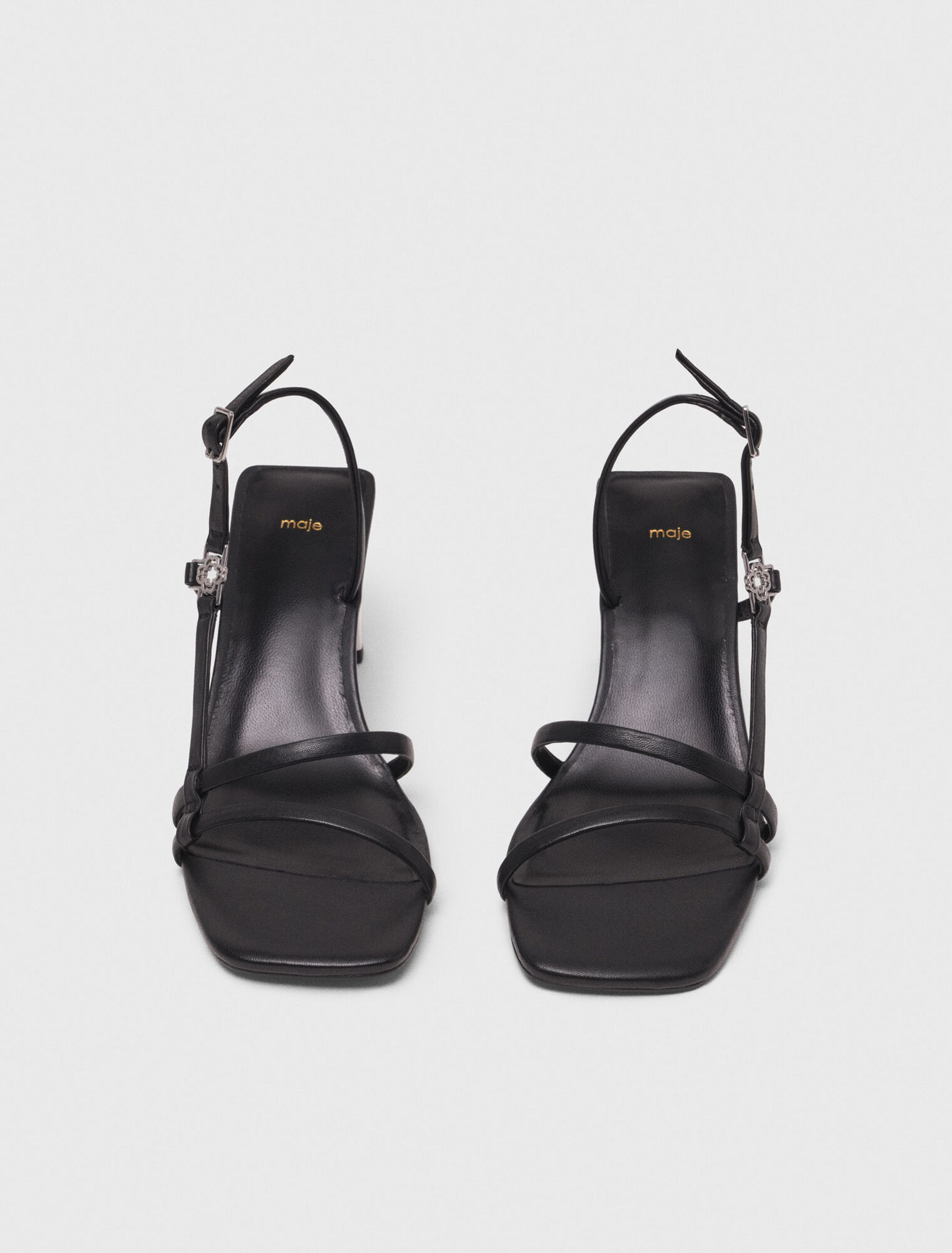 Metallic heel strappy sandals