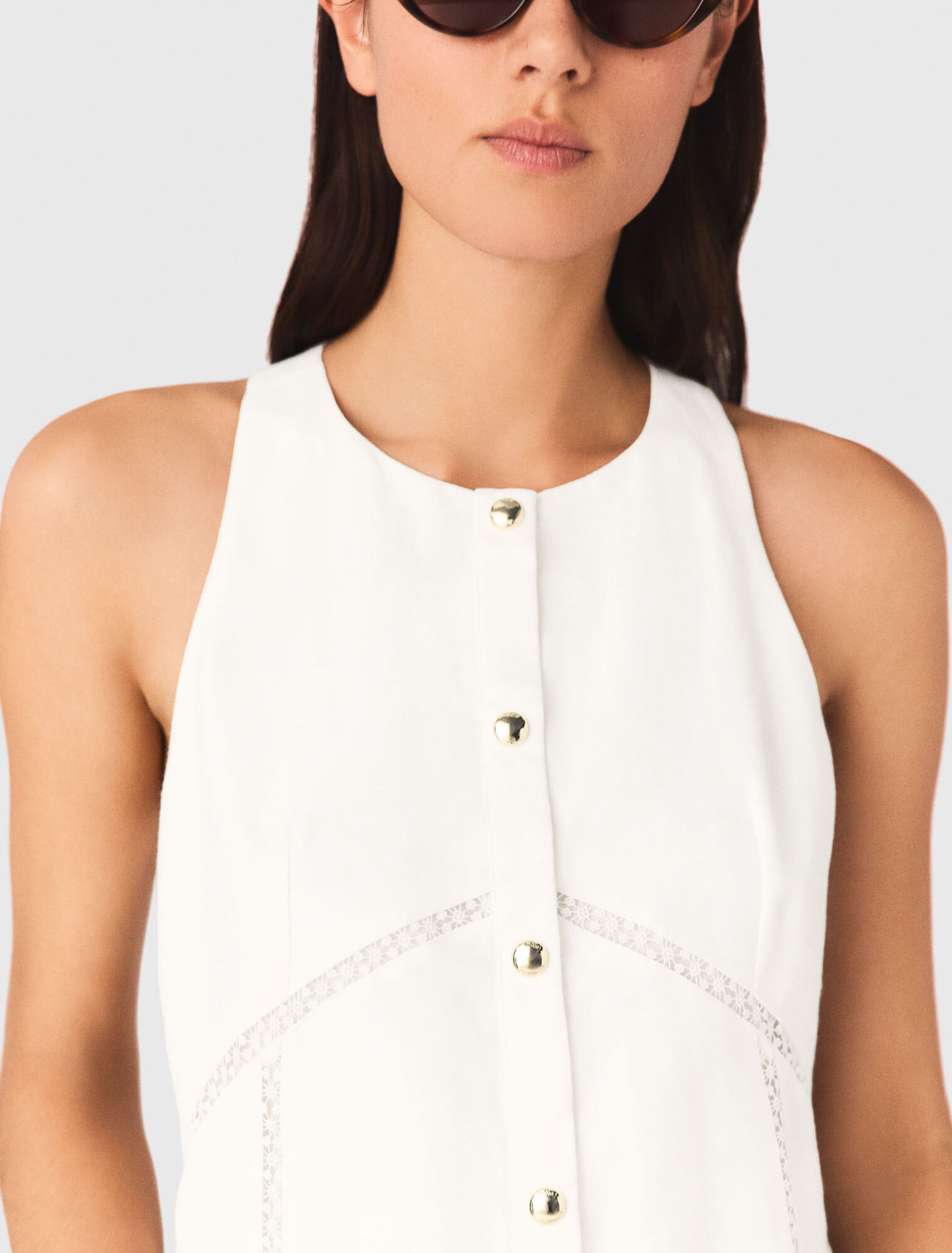 Embroidered linen-blend dress