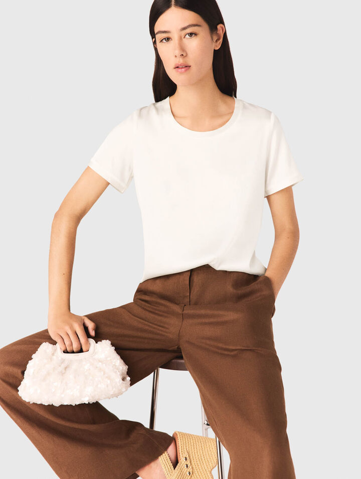 Short-sleeved silk top