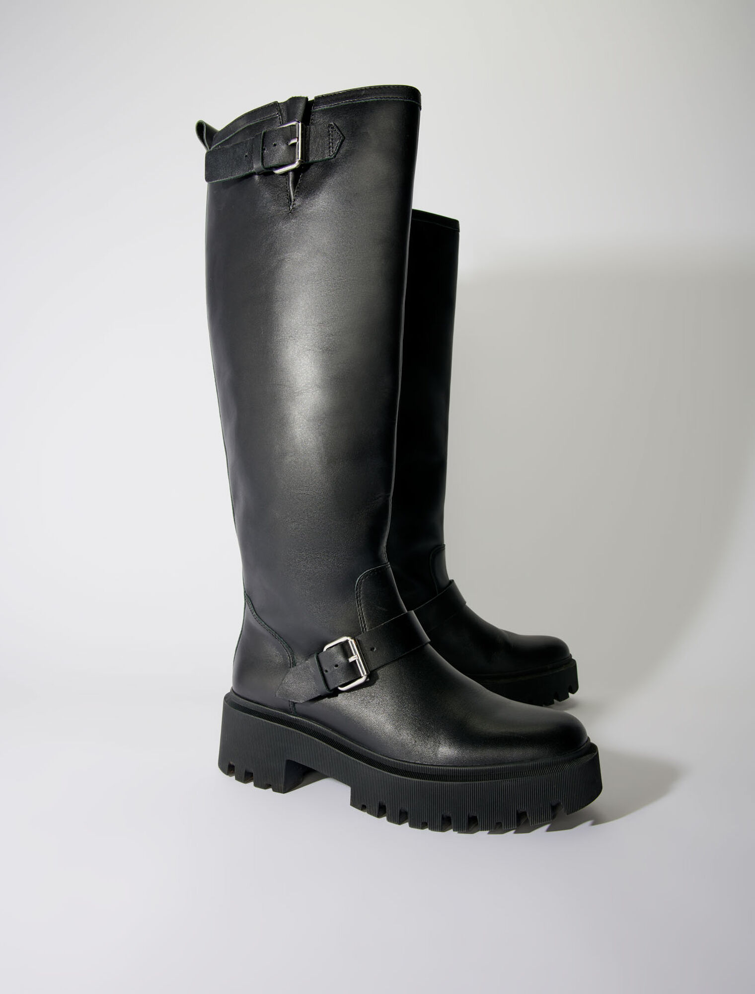 Biker boots in smooth leather