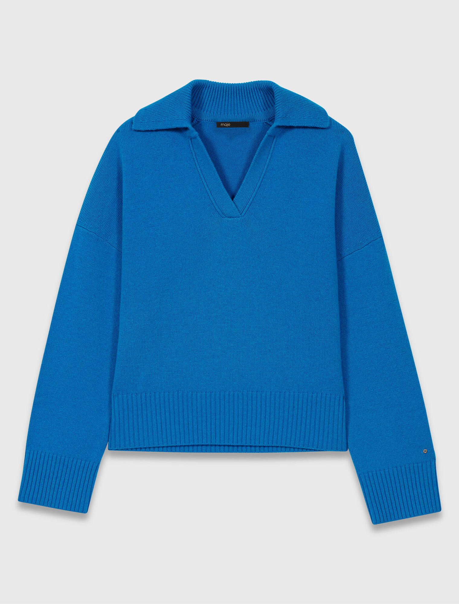 Open polo collar jumper