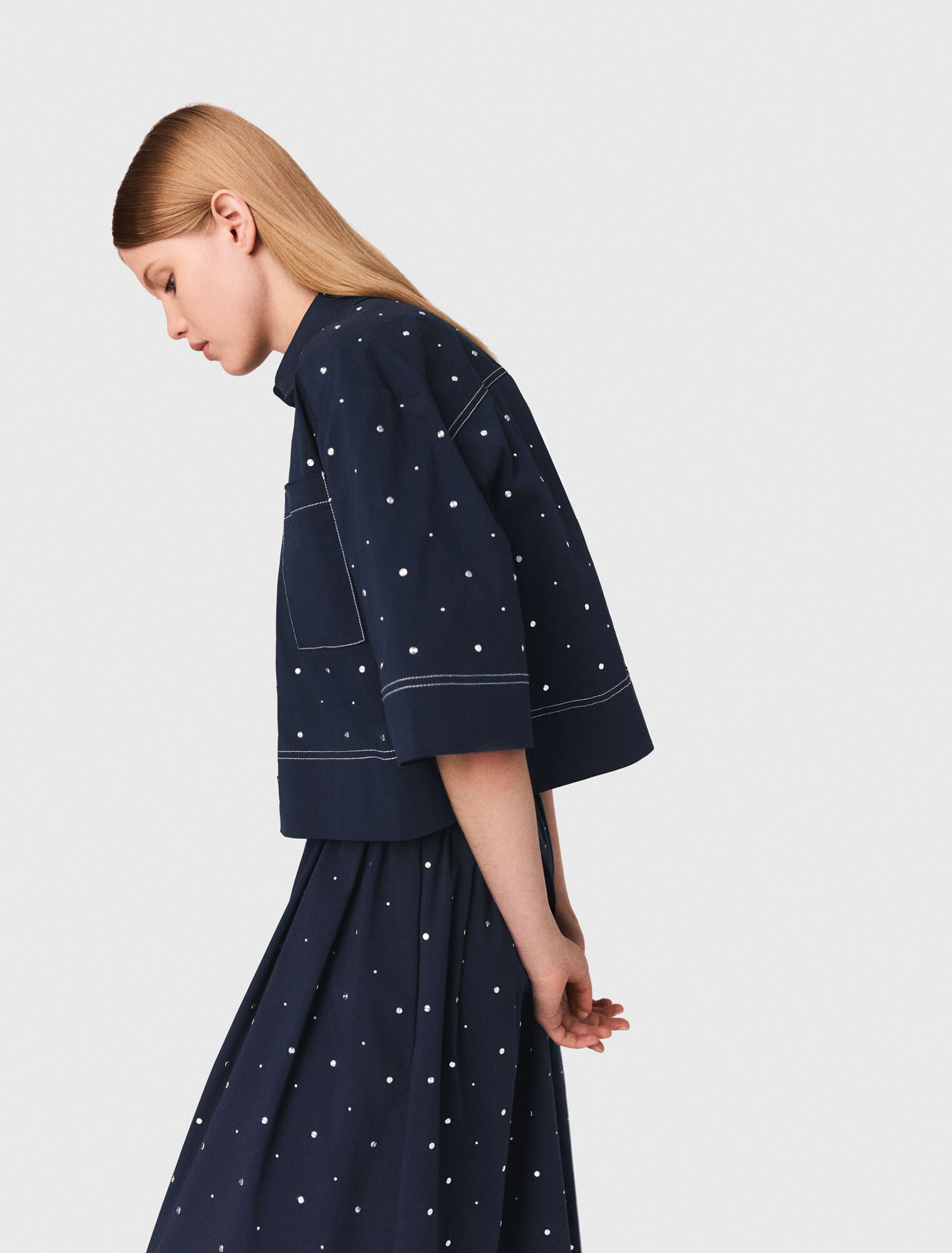 Cropped shirt with studs