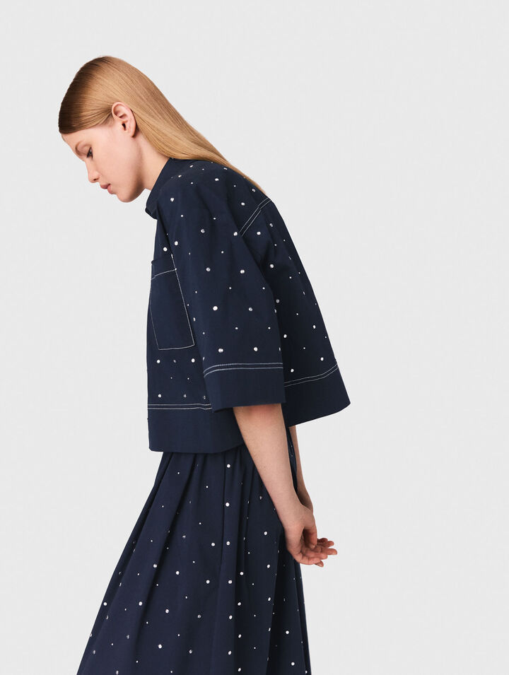 Cropped shirt with studs